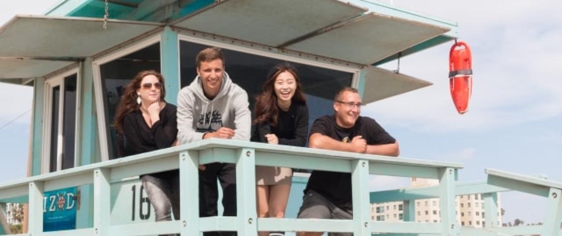 Sprachschüler auf Strandwache Beach Los Angeles